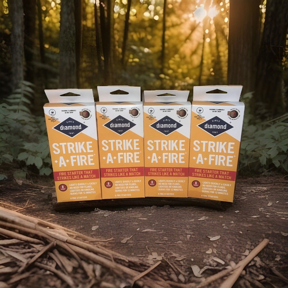 Diamond Strike-A-Fire Fire Starters 8 Count 4 Pack Total 32 Starters No Fluid